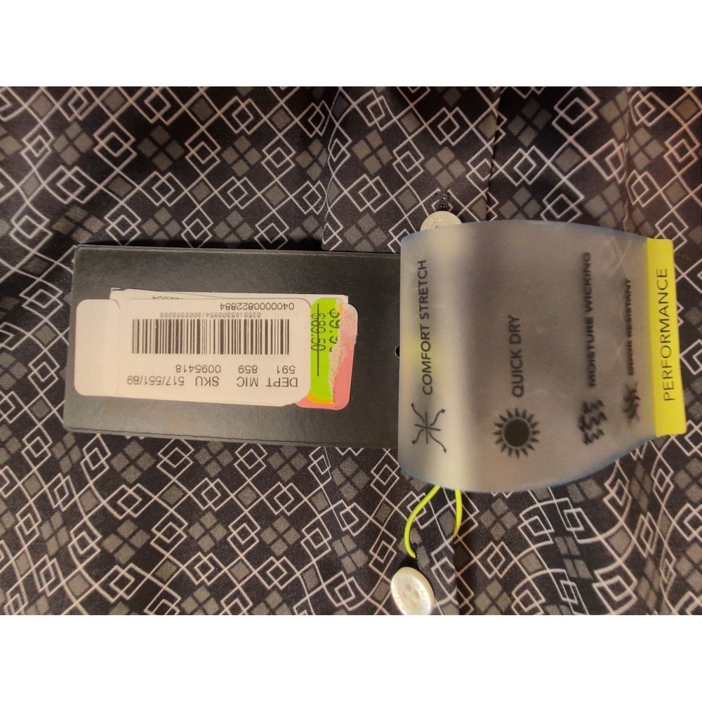 Murano Performance Tall Man Shirt Mens Large Tall LT Black Geometric Button Down - Picture 8 of 8